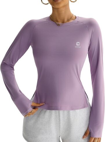 Women's Seamless Long Sleeve Running Shirt - Lightweight Breathable Slim Fit Yoga Tops Athletic Workout Tee in Kuwait