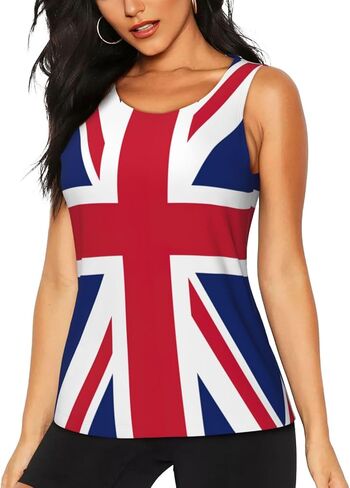 British Flag Print Women's Yoga Tank Top,Athletic Tank Tops,for Running,Workout and Outdoor Activities in Kuwait