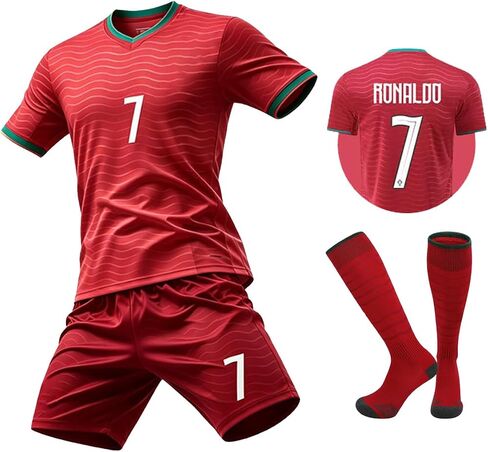 Soccer Stars #7 Kids Soccer Jersey & Shorts Set Youth Sizes in Kuwait