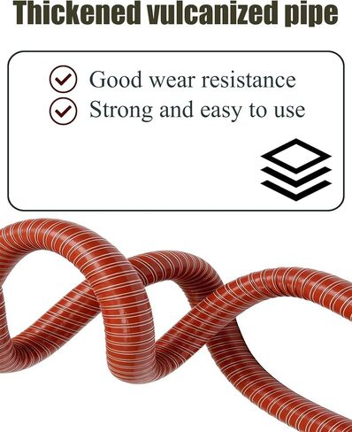 Red High Temp Silicone Ducting Hose - Steel Wire Reinforced Fiberglass Fire Retardant Flex Duct for Industrial(11.5cm/4.53in,200cm) in Kuwait