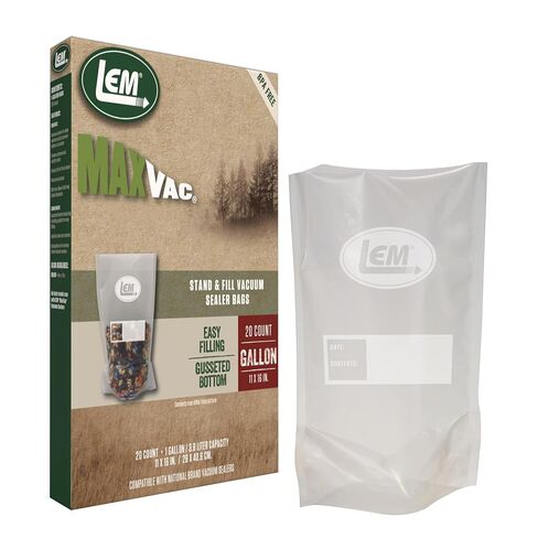 منتجات LEM أكياس MaxVac ستاند وملء مانعة للتسرب، خالية من مادة BPA، مقاومة للثقب، 11 × 16 بوصة، 20 قطعة in Kuwait