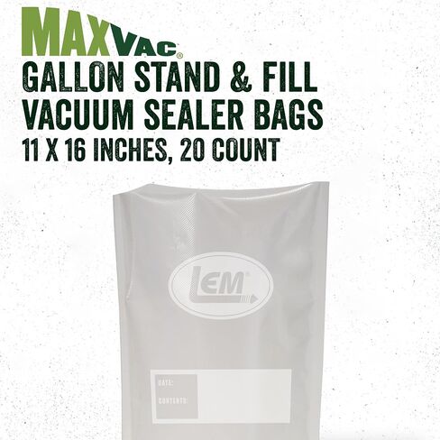 منتجات LEM أكياس MaxVac ستاند وملء مانعة للتسرب، خالية من مادة BPA، مقاومة للثقب، 11 × 16 بوصة، 20 قطعة in Kuwait