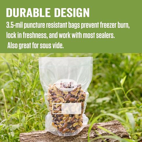 منتجات LEM أكياس MaxVac ستاند وملء مانعة للتسرب، خالية من مادة BPA، مقاومة للثقب، 11 × 16 بوصة، 20 قطعة in Kuwait