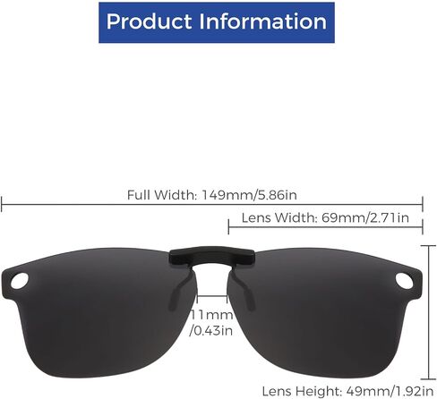 Polarized Clip-on Sunglasses for Ray-Ban Meta Wayfarer RW4008 & Gen 2 RW4012 Large 53-22 for Men Women UV Protection-Black in Kuwait