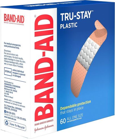 Band-Aid Brand Tru-Stay Plastic Strips Adhesive Bandages for Wound Care and First Aid, All One Size, 60 ct in Saudi Arabia