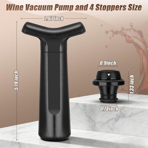 Wine Stopper, Wine Saver Vacuum Pump with 4 Reusable Stoppers, Wine Bottle Preserver & Sealer Keeps Fresh Longer, Ergonomic Handle, ideal Gift in Kuwait