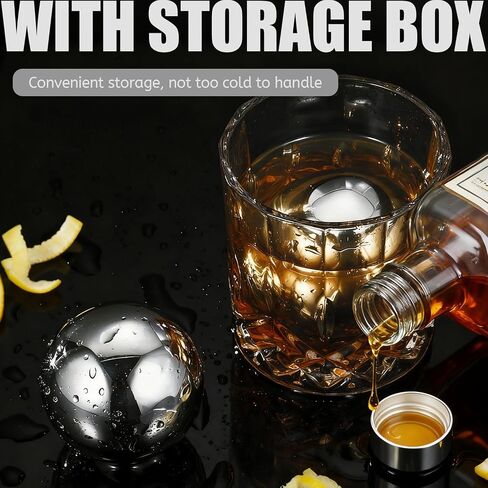 Reusable Stainless Steel Ice Cubes Set of 2, XL 55mm Whiskey Cooling Balls, Fast Chilling Stones for Whiskey and Scotch, Eco-Friendly Freezer Safe Metal Ice Spheres in Kuwait