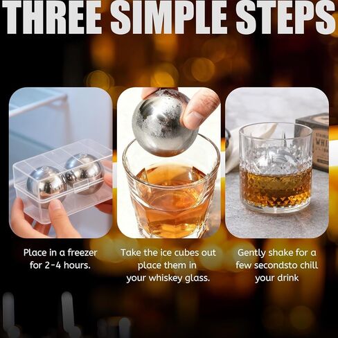 Reusable Stainless Steel Ice Cubes Set of 2, XL 55mm Whiskey Cooling Balls, Fast Chilling Stones for Whiskey and Scotch, Eco-Friendly Freezer Safe Metal Ice Spheres in Kuwait