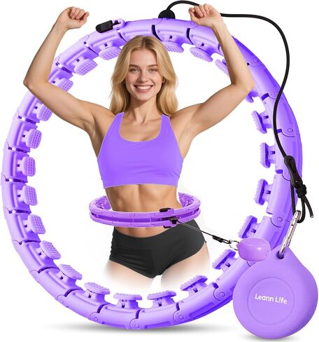 Leann L!fe U1-30 Knots Waist 61", Magnetic Lock Smart Weighted Hula Hoop for Adults Weight Loss, Infinity Hoop Plus Size, Children Adult Home Outdoors, Fitness Exercise, Abdominal Toner in Kuwait