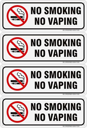 10 Pack No Smoking No Vaping Signs, 10x7Inch Aluminum No Smoking Sign for Business/Office, Easy to Install, Indoor/Outdoors Use in Kuwait