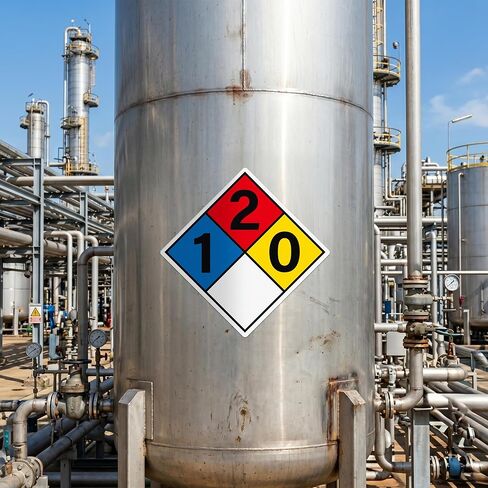 NFPA 704 Placard Diamond 1-2-0-0 12 Inch Diamond Label 10 Pack | NFPA Sign, Laminated Adhesive Vinyl, Weatherproof, Hazard Stickers, Industrial Chemical Storage in Kuwait