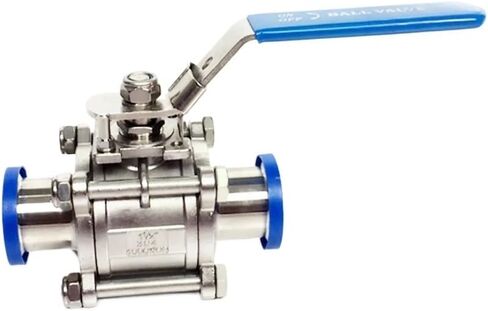 Fit 19/25/32mm Pipe OD x 1.5" Tri Clamp Full Port 3-PC Ball Valve SUS304 Stainless Steel Homebrew Beer(19mm,SUS304) in Kuwait