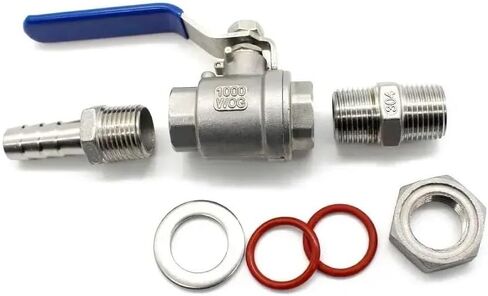 1pc Hose Barb 1-1/2" BSP 304 Stainless Bulkhead Ball Valve Tap Faucet Switch Water Tank Beer Keg RO(Fit 15mm ID Hose,Straight) in Kuwait