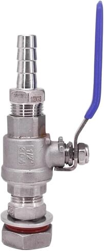 1pc Hose Barb 1-1/2" BSP 304 Stainless Bulkhead Ball Valve Tap Faucet Switch Water Tank Beer Keg RO(Fit 15mm ID Hose,Straight) in Kuwait