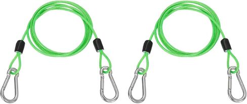 PATIKIL 3.3ft (39.4") Security Steel Cable with Snap Hook, 2Pcs PVC Coated Flexible Double Loop Wire Rope Bike Cable Lock Security Chain for Outdoor Travel Luggage, Clear Green in Kuwait