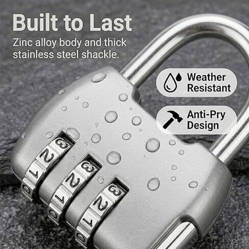 3-Digit Gold Zinc Alloy Backpack Style Combination Lock, Keyless Password Lock for Travel Gym, Protect Personal Belongings, Red in Kuwait
