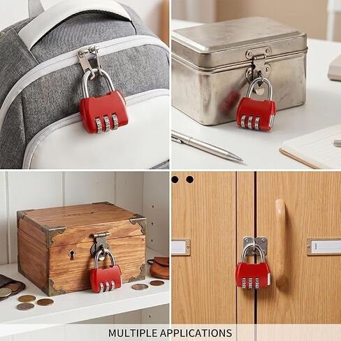 3-Digit Gold Zinc Alloy Backpack Style Combination Lock, Keyless Password Lock for Travel Gym, Protect Personal Belongings, Red in Kuwait