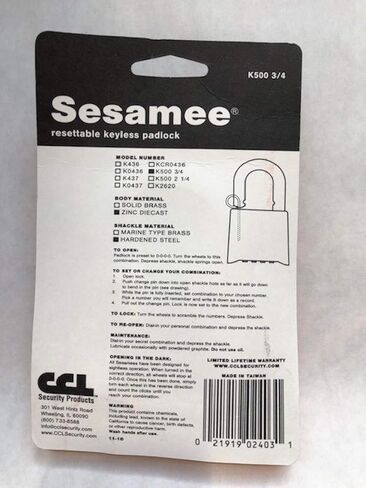 قفل مجموعة Sesamee K5003/4 ذو 4 أقراص سفلية قابلة لإعادة الضبط مع تكبل فولاذي مقوى مقاس 1 بوصة و10,000 مجموعة محتملة in Kuwait