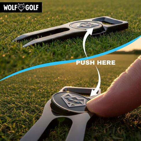 أداة إصلاح فوط الجولف المخصصة من Wolf Golf | أداة ديفوت ممتازة 5 في 1 مع علامة كروية | هدايا الجولف للرجال والنساء | إكسسوارات الجولف للرجال والنساء in Kuwait