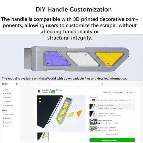 Original Bamboo Mag-Alloy Scraper for 3D Printer, Aluminum Alloy Print Removal Tool with Magnetic Storage, Ergonomic Handle, Low-Profile Blade Includes Extra Blade – Works with Any FDM 3D Printer in Kuwait