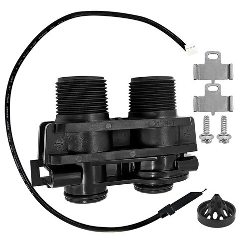 FL60626 3/4 بوصة مجموعة عدادات التوربينات الإلكترونية استبدال مزدوج المنفذ لـ Fleck 5000SE 5600SE 2510SE 8500SE 9000SXT 9100SXT منقيات المياه، مع مشبك ومسمار وكابل عداد التدفق ونير بلاستيكي NPT 1 بوصة in Kuwait
