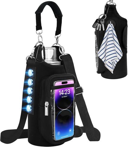 Magnetic Gym Bag for Men Women - Neoprene Water Bottle Holder with 5 Powerful Magnets, Adjustable Strap, for Gym, Hiking, Cycling (Fits 20-40oz) | waterproof in Kuwait