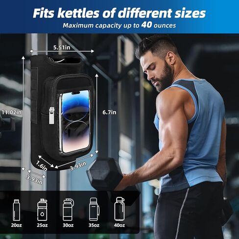 Magnetic Gym Bag for Men Women - Neoprene Water Bottle Holder with 5 Powerful Magnets, Adjustable Strap, for Gym, Hiking, Cycling (Fits 20-40oz) | waterproof in Kuwait