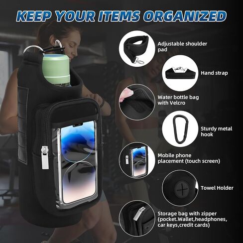 Magnetic Gym Bag for Men Women - Neoprene Water Bottle Holder with 5 Powerful Magnets, Adjustable Strap, for Gym, Hiking, Cycling (Fits 20-40oz) | waterproof in Kuwait