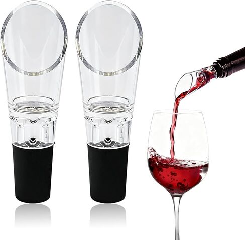 2PCS Wine Aerator Pourer,Wine Air Aerator 2-in-1 Aerating Spout and Decanter Wine Pourer for BBQ,Camping,Party,Restaurant in Kuwait