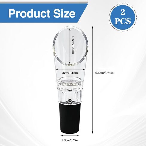 2PCS Wine Aerator Pourer,Wine Air Aerator 2-in-1 Aerating Spout and Decanter Wine Pourer for BBQ,Camping,Party,Restaurant in Kuwait