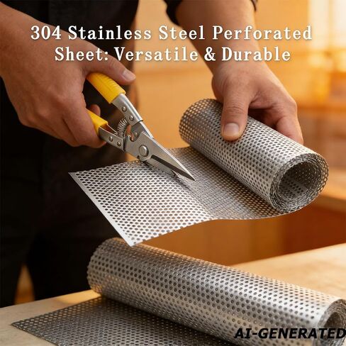 304 Stainless Steel Perforated Sheet, 40x9.8 Inch | 0.23 Inch Hole, 0.03 Inch Thickness, Ventilation & Decoration, Equipment Protection in Saudi Arabia