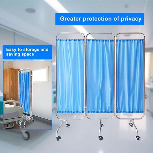 Medical Privacy Screen, Foldable Room Divider Temporary Fence, Folding Portable Privacy Screen On Wheels, Portable for Hospital Clinics ICU Care Center(300cm) in Kuwait