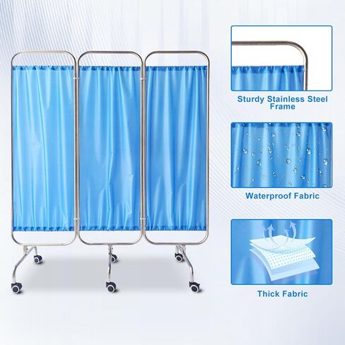 Medical Privacy Screen, Foldable Room Divider Temporary Fence, Folding Portable Privacy Screen On Wheels, Portable for Hospital Clinics ICU Care Center(300cm) in Kuwait