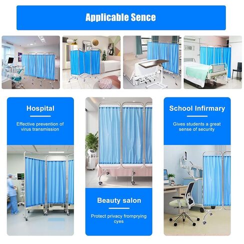 Medical Privacy Screen, Foldable Room Divider Temporary Fence, Folding Portable Privacy Screen On Wheels, Portable for Hospital Clinics ICU Care Center(300cm) in Kuwait