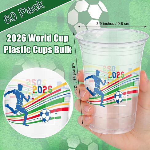Kochorie 60 حزمة من أكواب كأس العالم 2026 البلاستيكية السائبة 16 أونصة للاستعمال مرة واحدة لمشجعي كرة القدم وحفلات الشرب وأكواب الشرب والأحداث الرياضية ومستلزمات يوم اللعبة وحاوية المشروبات الساخنة والباردة لهدايا أعياد الميلاد الرياضية in Kuwait