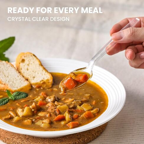 240 Count Extra Heavy Duty Clear Plastic Spoons, Solid and Durable Premium Disposable Spoons - BPA-Free & Heat Resistant Plastic Cutlery Utensils for Parties, Events and Everyday Use in Kuwait