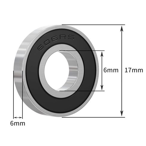 20Pcs 606RS Deep Groove Ball Bearing 6x17x6mm | Double Rubber Seal, Miniature Size, Industrial Grade, Smooth Rotation, Pre-Lubricated in Kuwait