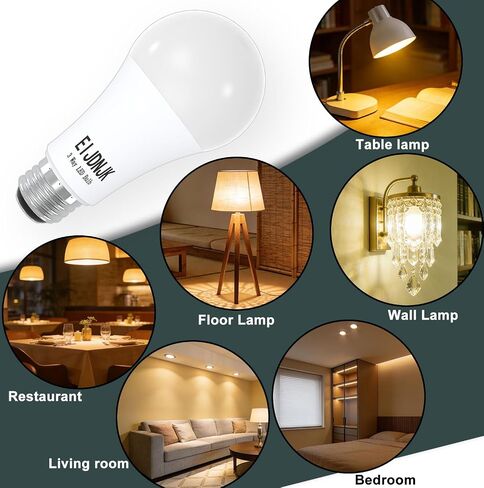 3 مصابيح LED 30 70 100 واط مكافئة بيضاء ناعمة 3000 كيلو 2 حزمة، مصابيح كهربائية ثلاثية الاتجاهات A19 E26 قاعدة، 3 مصابيح كهربائية، E26 قاعدة LED لمبة إضاءة لغرفة القراءة وغرفة النوم وغرفة المعيشة in Kuwait