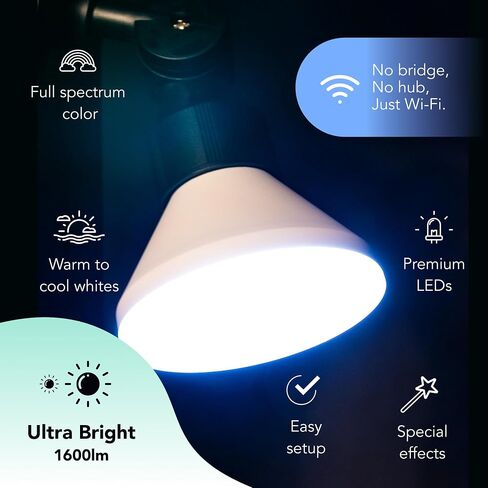لمبة الإضاءة الذكية LIFX PAR38 E26 (عبوة واحدة)، تغيير لون RGB + أبيض دافئ 1600 لومن 150 وات LED قابل للضبط، 90+ CRI، متوافق مع المادة، Apple HomeKit، Alexa & Google Home Dimmable in Kuwait