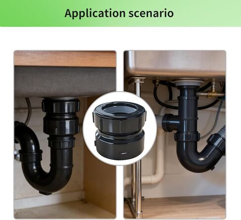 محول Lesso 1-1/2 بوصة ABS P-Trap، أسود، عبوتان | وصلة SPG x SJ، صامولة وغسالة بلاستيكية، مانعة للتسرب، لأنظمة سباكة تصريف الحوض in Kuwait