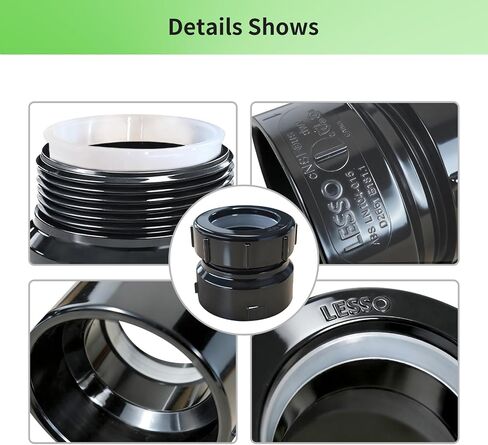 محول Lesso 1-1/2 بوصة ABS P-Trap، أسود، عبوتان | وصلة SPG x SJ، صامولة وغسالة بلاستيكية، مانعة للتسرب، لأنظمة سباكة تصريف الحوض in Kuwait