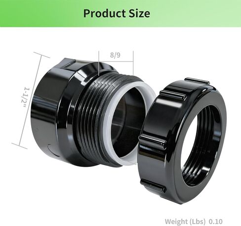 محول Lesso 1-1/2 بوصة ABS P-Trap، أسود، عبوتان | وصلة SPG x SJ، صامولة وغسالة بلاستيكية، مانعة للتسرب، لأنظمة سباكة تصريف الحوض in Kuwait