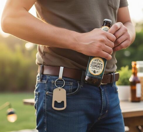 Gadgetime USA 2 Pieces of Sleek Grip Stainless Steel Bottle Opener Keychain Set – Ultra-Compact Flat Cap Remover for Beer & Soda, Pocket-Friendly Bar Tool in Kuwait