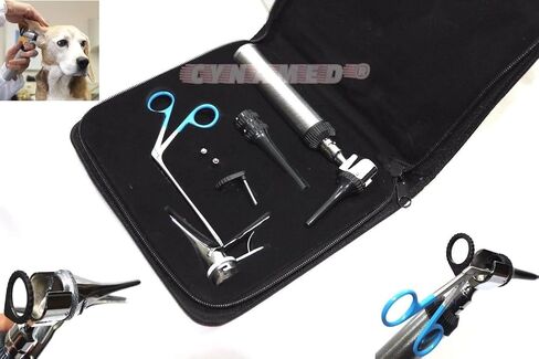 *Incredible* Professional Veterinary Diagnostic Otoscope Set KIT+ 2 Free LED Bulb+ Micro Alligator FORCEP +Free Carrying CASE (CYNAMED Brand) in Kuwait