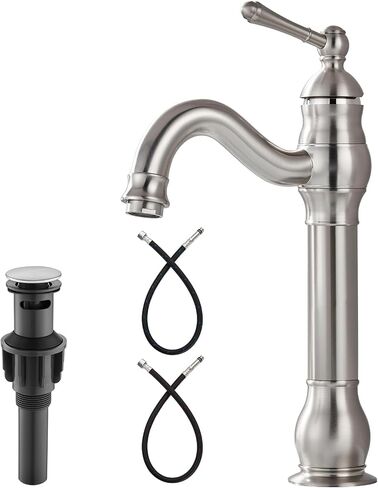 Heyalan Vessel Sink Faucet Tall Bathroom Faucet Single Handle 1 Hole High Spout with Drain Material 360 Degree Adjustable Lavatory Vanity Mixer Tap,Straight Body,Oil Rubbed Bronze in Kuwait