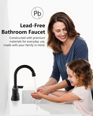 4-Inch Centerset Bathroom Faucet 3-Hole,2-Handle Sink Faucet with Pop-Up Drain & Supply Lines Matte Black in Kuwait