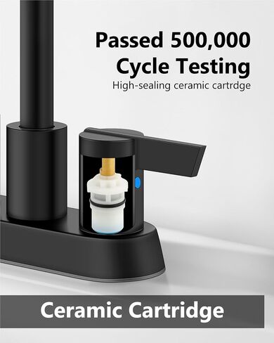 4-Inch Centerset Bathroom Faucet 3-Hole,2-Handle Sink Faucet with Pop-Up Drain & Supply Lines Matte Black in Kuwait