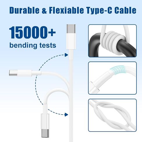 USB C to C Fast Charger Cable, 3Pack [3ft+6ft+10ft] Type C to C Charging Cord Long for Apple iPhone 17 Pro Max/17 Pro/16 Pro/16/15 Plus/15/MacBook Pro 2021/2020/2019/2018,iPad mini/Air/Samsung Galaxy in Kuwait