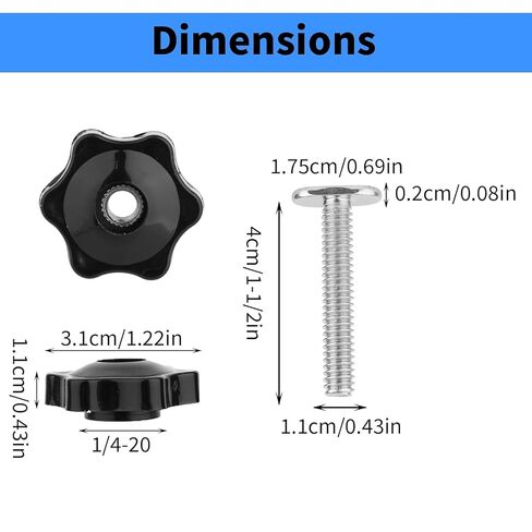 10 Set 1/4-20 T-Track Knob Kit, Include Plastic Star Knobs Carbon Steel 1-1/2" T-Bolts and Stainless Steel Washers T-Track Accessory Kit for Woodworking Jigs and Fixtures in Kuwait