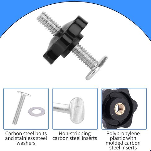 10 Set 1/4-20 T-Track Knob Kit, Include Plastic Star Knobs Carbon Steel 1-1/2" T-Bolts and Stainless Steel Washers T-Track Accessory Kit for Woodworking Jigs and Fixtures in Kuwait